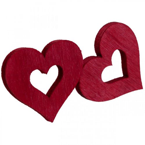 Artículo Corazones decorativos decoración esparcida corazones de madera rojo Ø2cm 144p