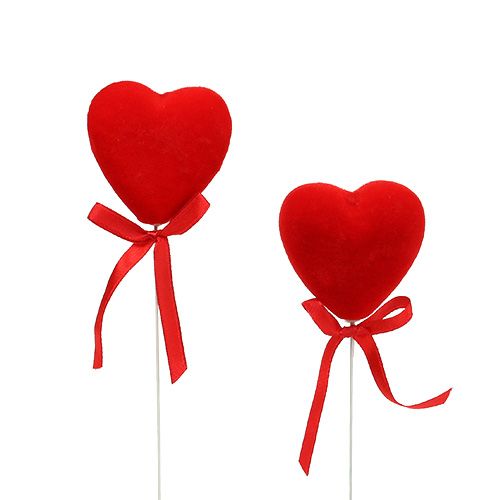 Artículo Deco corazones flocados 6cm rojo 18uds