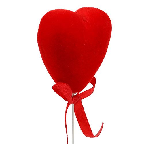 Artículo Deco corazones flocados 6cm rojo 18uds
