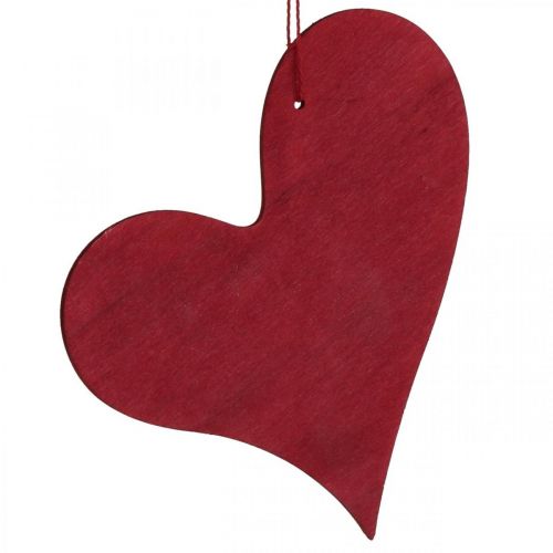 Artículo Corazones decorativos para colgar corazón de madera rojo/blanco 12cm 12uds