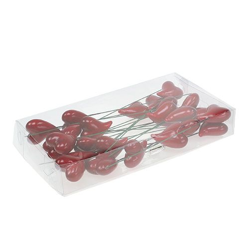 Floristik24 Corazones decorativos para pegar rojo 5cm 24pcs