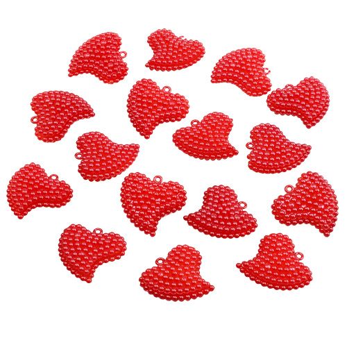 Artículo Deco corazón rojo 3,5cm 16pcs