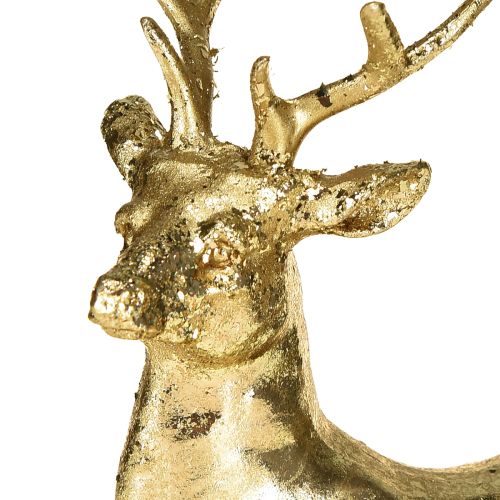 Artículo Figura decorativa de ciervo tumbado y reno dorado 10,5×7×11,5cm 2 piezas