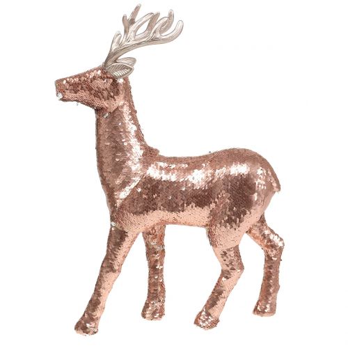 Floristik24 Ciervo decorativo con lentejuelas oro rosa Al.46cm