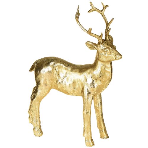 Figura decorativa de ciervo de pie, reno, dorado, 10,5×4,5×16 cm, 2 piezas