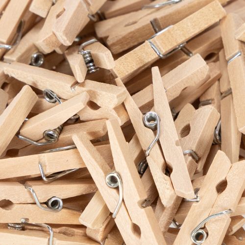 Artículo Pinzas decorativas de madera para la ropa, 3 cm, color natural, 72 unidades.