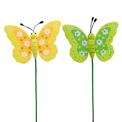 Floristik24 Mariposas de madera decorativas en palo 8cm 24pcs