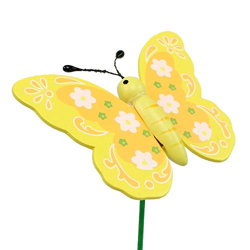 Floristik24 Mariposas de madera decorativas en palo 8cm 24pcs