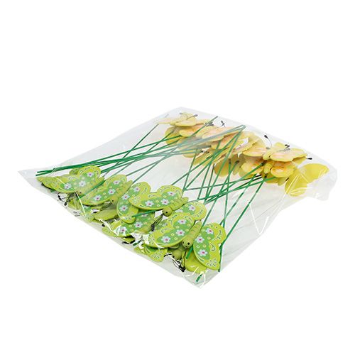 Floristik24 Mariposas de madera decorativas en palo 8cm 24pcs