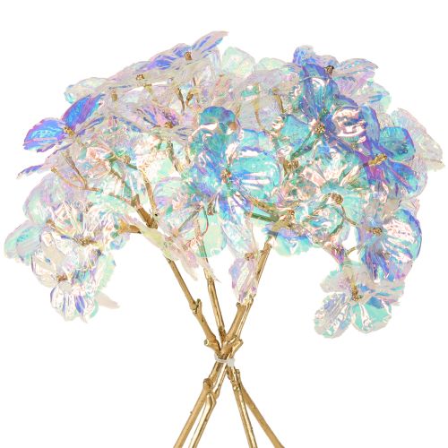 Floristik24 Hortensia decorativa iridiscente flor artificial Navidad 27cm 4 piezas