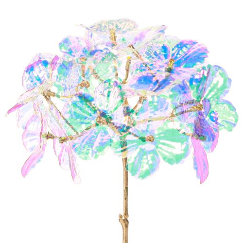Artículo Hortensia decorativa iridiscente flor artificial Navidad 27cm 4 piezas