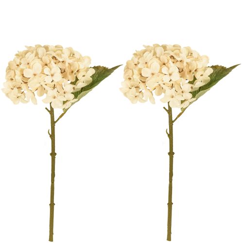 Artículo Hortensias decorativas artificiales de seda color crema, 34 cm, 2 unidades