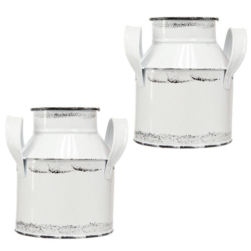 Artículo Jarra decorativa con asas metal blanco, negro H13cm 2uds