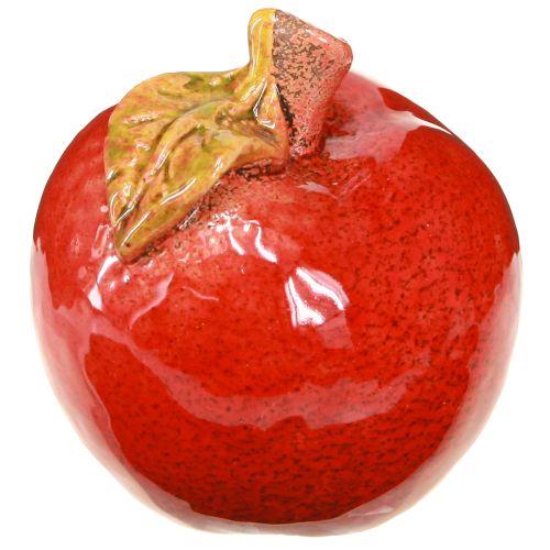 Artículo Manzanas de cerámica decorativas para mesa, otoño, rojo, verde, H7,5 cm, 4 piezas