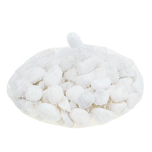Floristik24 Guijarros decorativos en la red blanco 1cm - 2,5cm 1kg