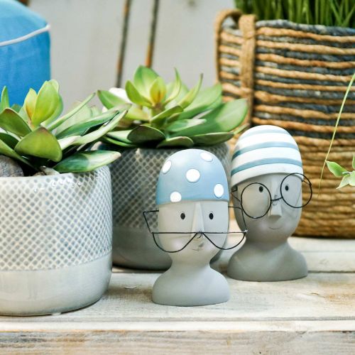 Floristik24 Nadador de cabeza decorativa con gafas y gorro de baño azul blanco H15cm / 16cm 2pcs