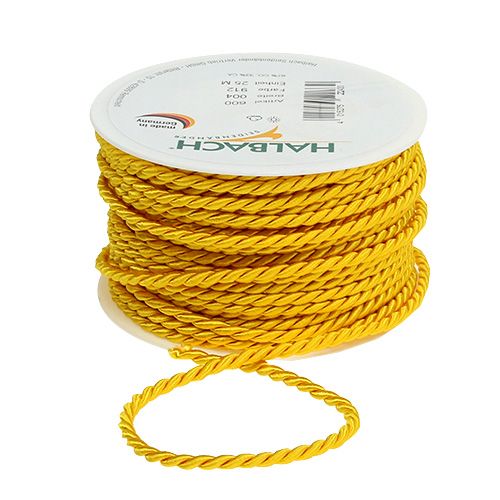 Floristik24 Cordón decorativo amarillo 4mm 25m