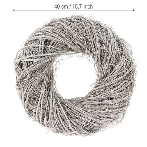 Artículo Corona decorativa de ramas de olmo lavadas en blanco y gris Ø40cm