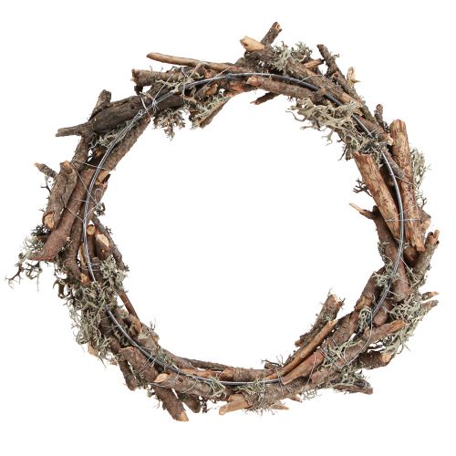 Artículo Corona decorativa con ramas y musgo de roble liquen Ø30cm