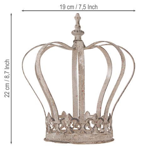Artículo Corona decorativa vintage de metal color gris óxido Ø19cm H22cm