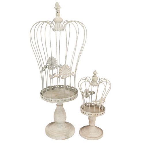 Artículo Corona decorativa a pie decoración metal vintage gris 34/66cm juego de 2 piezas