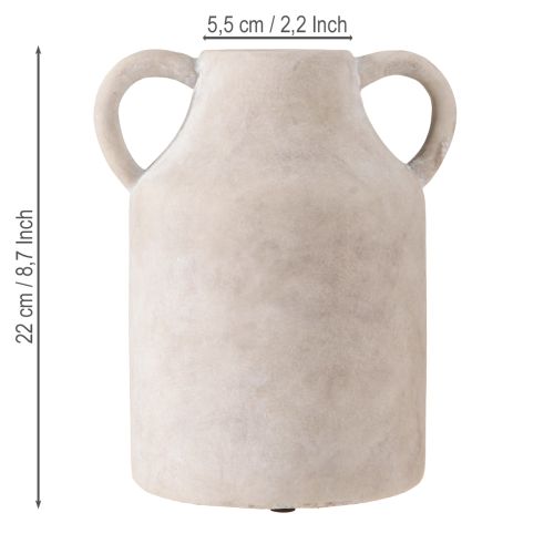 Artículo Macetero decorativo tipo jarra de cerámica en color beige Ø14,5cm H22cm