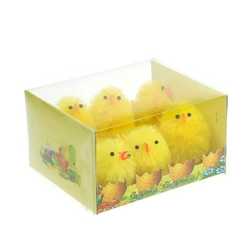 Floristik24 Pollitos decorativos de chenilla amarillo 6.5cm 6pcs