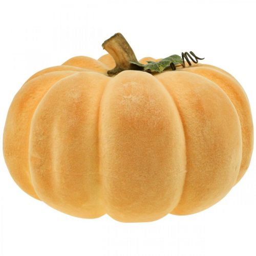 Floristik24 Calabaza decorativa flocada decoración otoño naranja claro Ø30cm