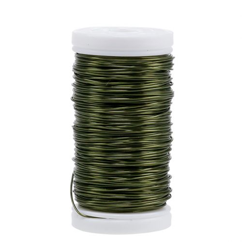 Floristik24 Alambre Deco Esmaltado Verde Oliva Ø0.50mm 50m 100g