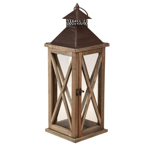 Floristik24 Farol decorativo madera farol vintage de madera marrón 17×17×50cm