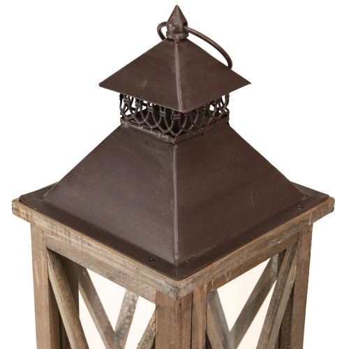 Floristik24 Farol decorativo madera farol vintage de madera marrón 17×17×50cm