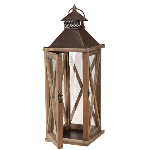 Floristik24 Farol decorativo madera farol vintage de madera marrón 17×17×50cm