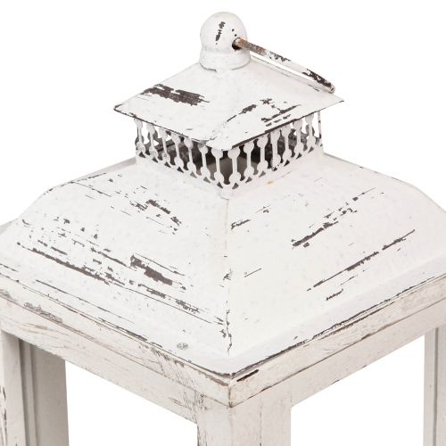 Floristik24 Farol decorativo shabby chic madera blanco 17,5x17,5cm Alt.37cm