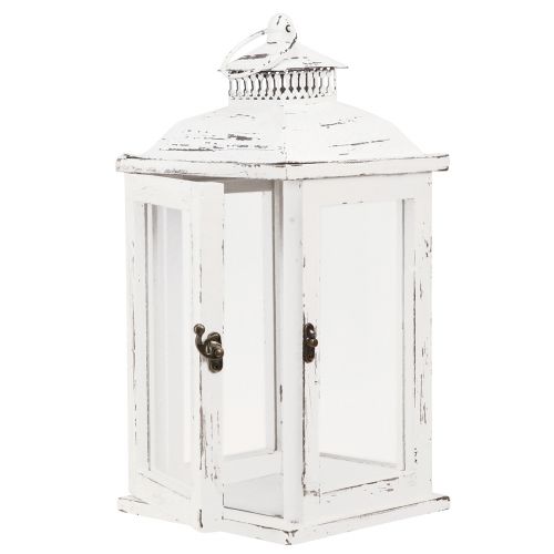 Floristik24 Farol decorativo shabby chic madera blanco 17,5x17,5cm Alt.37cm