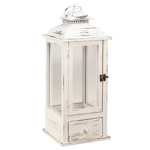 Floristik24 Farol decorativo vintage con cajón blanco 20×20cm H51cm