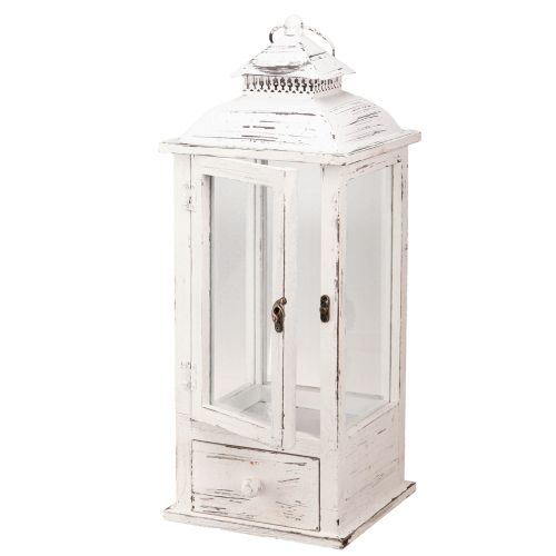 Floristik24 Farol decorativo vintage con cajón blanco 20×20cm H51cm