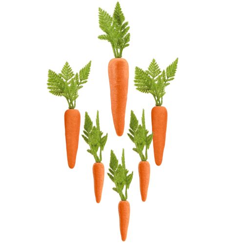 Artículo Zanahorias decorativas Zanahorias flocadas Al 27 cm–37 cm en juego de 6
