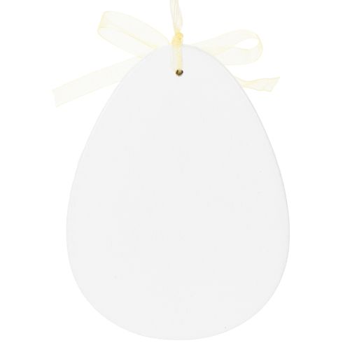 Artículo Huevos de Pascua decorativos para colgar, blancos y amarillos, de madera, decoración de Pascua, decoración de primavera, 6 piezas
