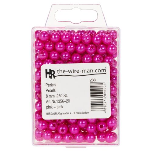 Cuentas decorativas rosas, Ø8