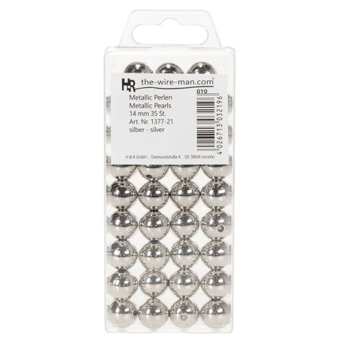 Cuentas decorativas, color plata metalizado, 14 mm, 35 unidades | Floristik24.es
