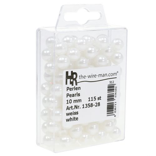 Artículo Cuentas decorativas blancas Ø10mm 115 piezas