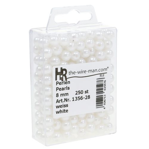 Artículo Cuentas decorativas blancas Ø8mm 250 piezas