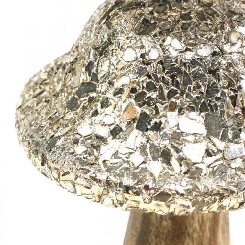 Floristik24 Hongo de madera de champiñón decorativo con patrón de mosaico dorado Al.12cm