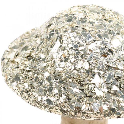 Floristik24 Hongo de madera de madera de champiñón decorativo con patrón de mosaico dorado Al.17cm