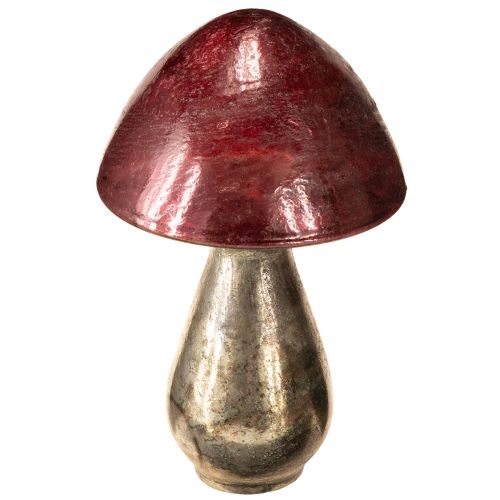 Floristik24 Hongo decorativo rojo grande de cristal para otoño, Ø14 cm, altura 23 cm