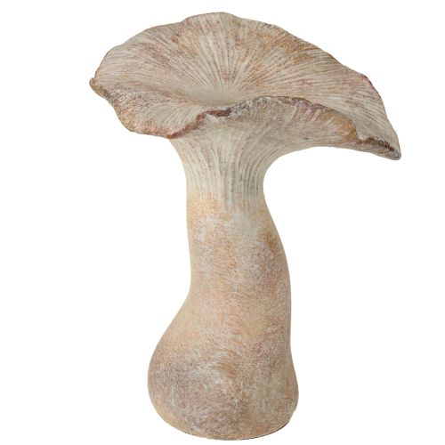 Hongo decorativo de piedra fundida, decoración otoñal, gris lavado, 19×15 cm, alto 23 cm