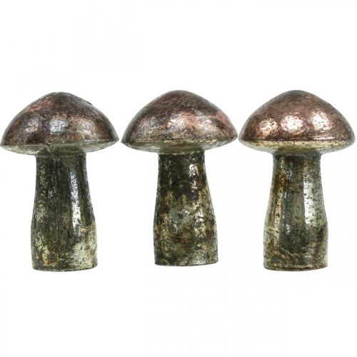 Floristik24 Deco setas vidrio rosa decoración de mesa otoño Ø6.5cm H10cm 3pcs