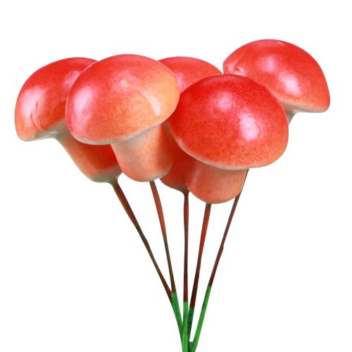 Artículo Setas decorativas en alambre rojo decoración otoñal para pegar 7cm 24 piezas