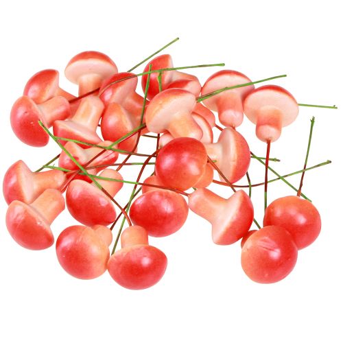 Artículo Setas decorativas en alambre rojo decoración otoñal para pegar 7cm 24 piezas