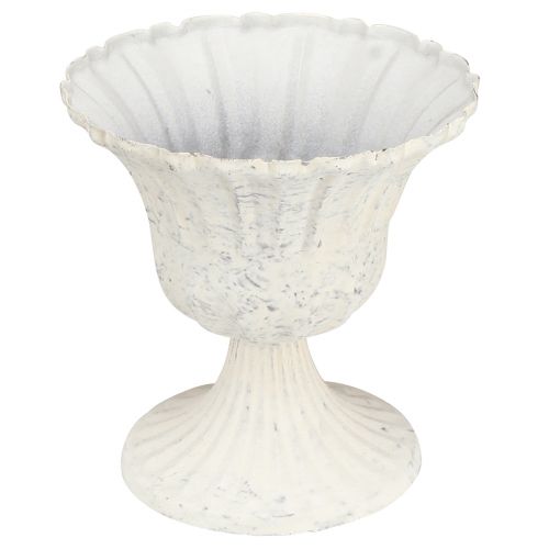 Floristik24 Taza Decorativa Cáliz de Metal Blanco Antiguo Shabby Chic Ø12cm H12cm